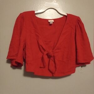 A New Day Red Tie Front Blouse
